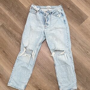 Abercrombie & Fitch Light Blue Distressed Dad Jeans